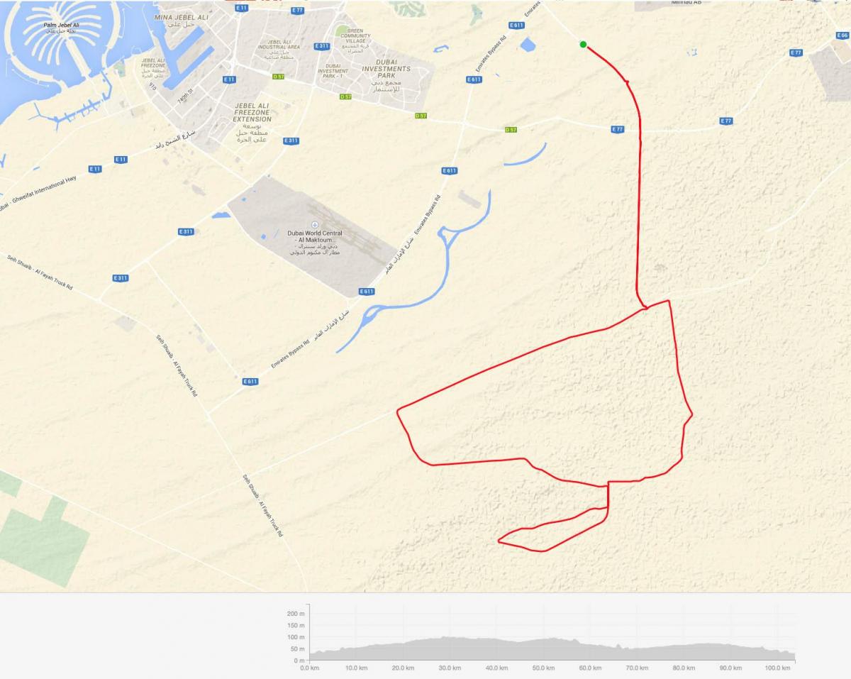 Al Qudra循环路径的位置地图