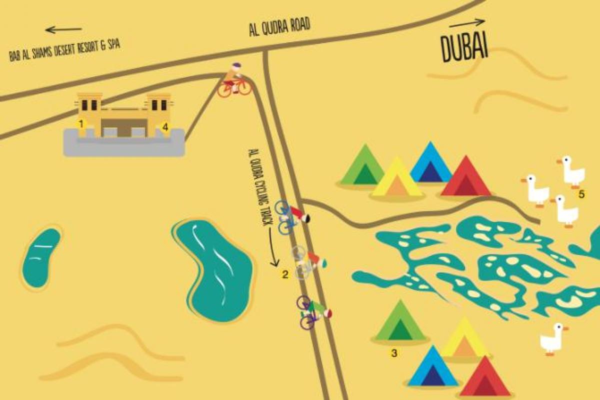 地图Al Qudra湖路线
