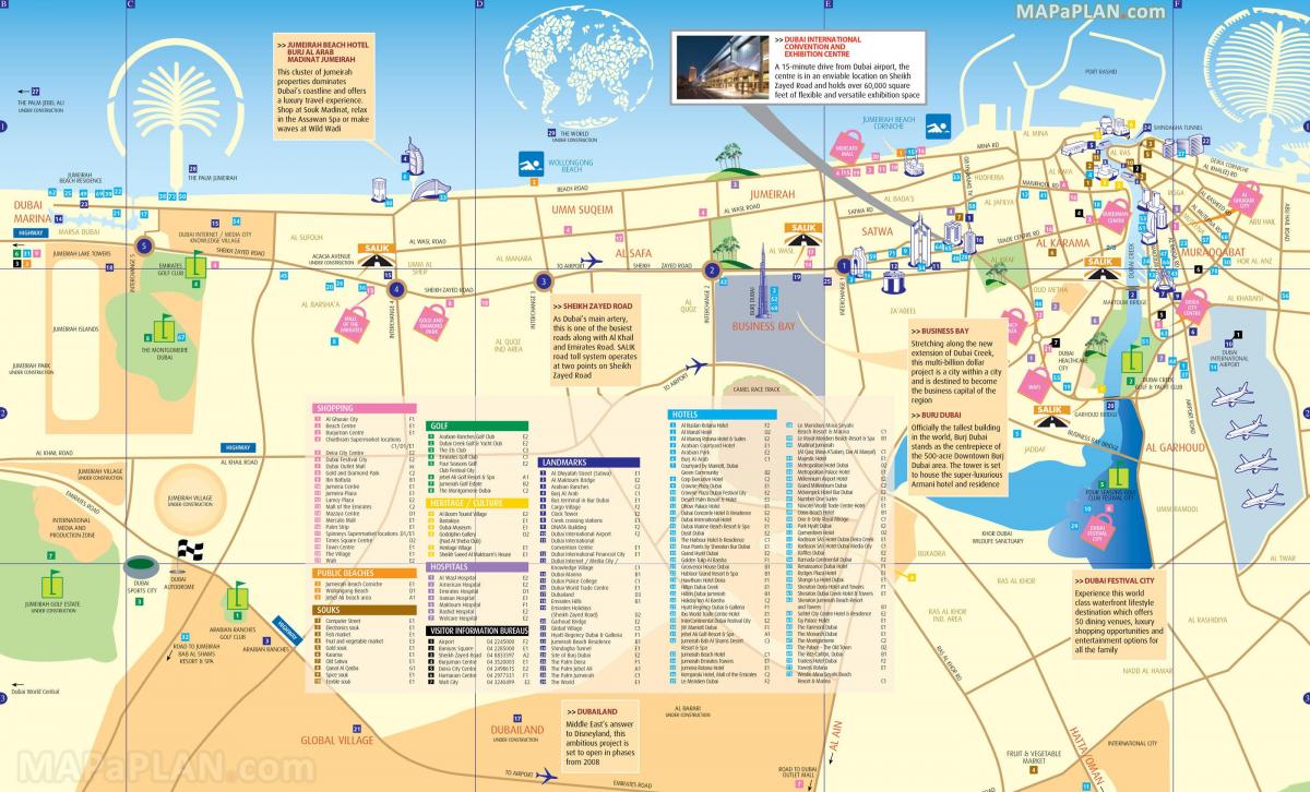 地图的迪拜市中心