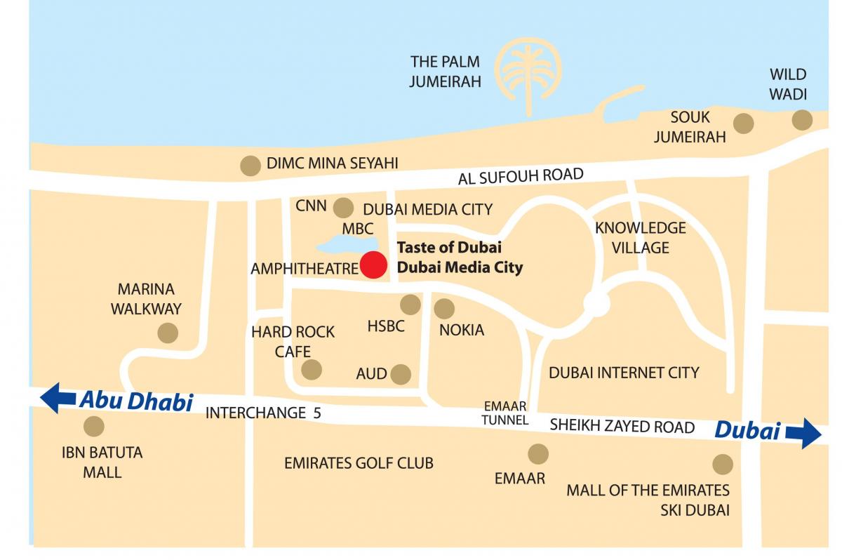 迪拜媒体城市的位置地图