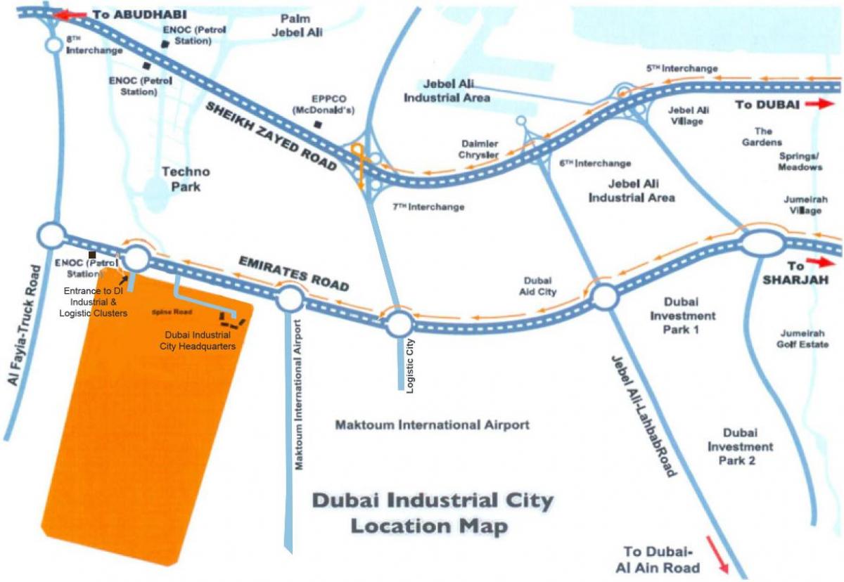 地图的迪拜工业城市