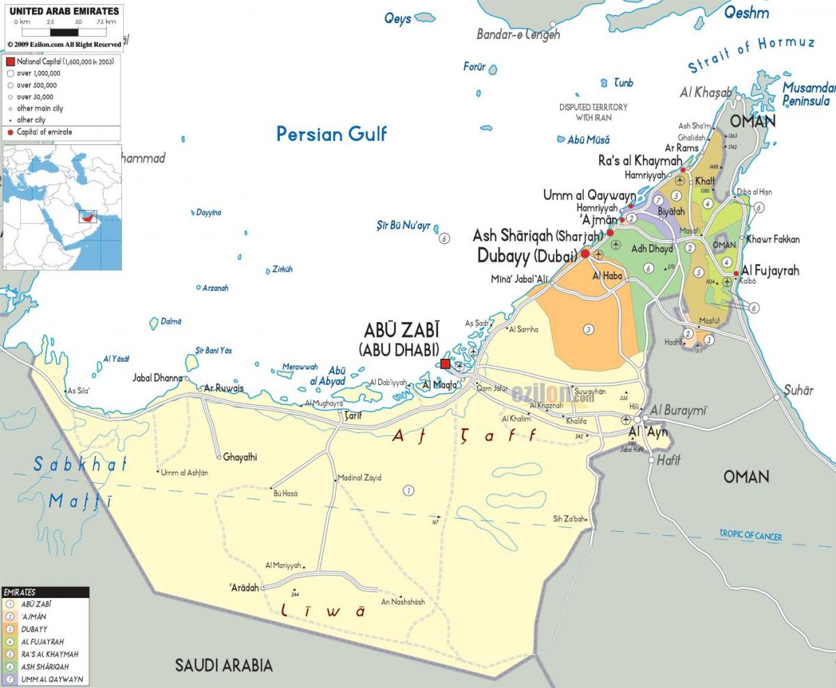 地图阿联酋迪拜
