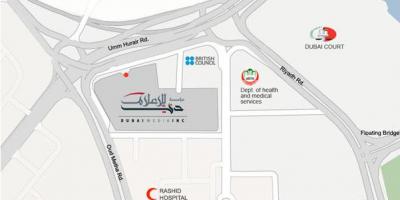 拉希德医院，迪拜位置的地图