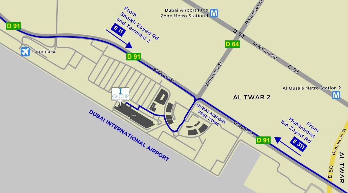 地图的迪拜机场自由区
