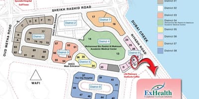地图的迪拜保健城市