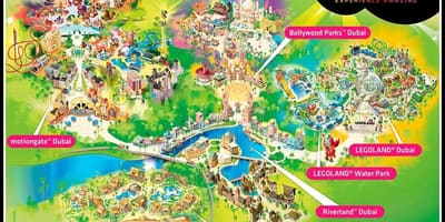 迪拜的公园和度假村位置的地图